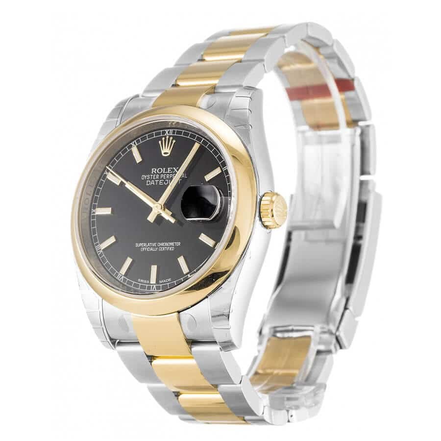Alternative view of Rolex Datejust Yellow Gold Black Dial 116203 ??Oyster?? Master Clone Quality