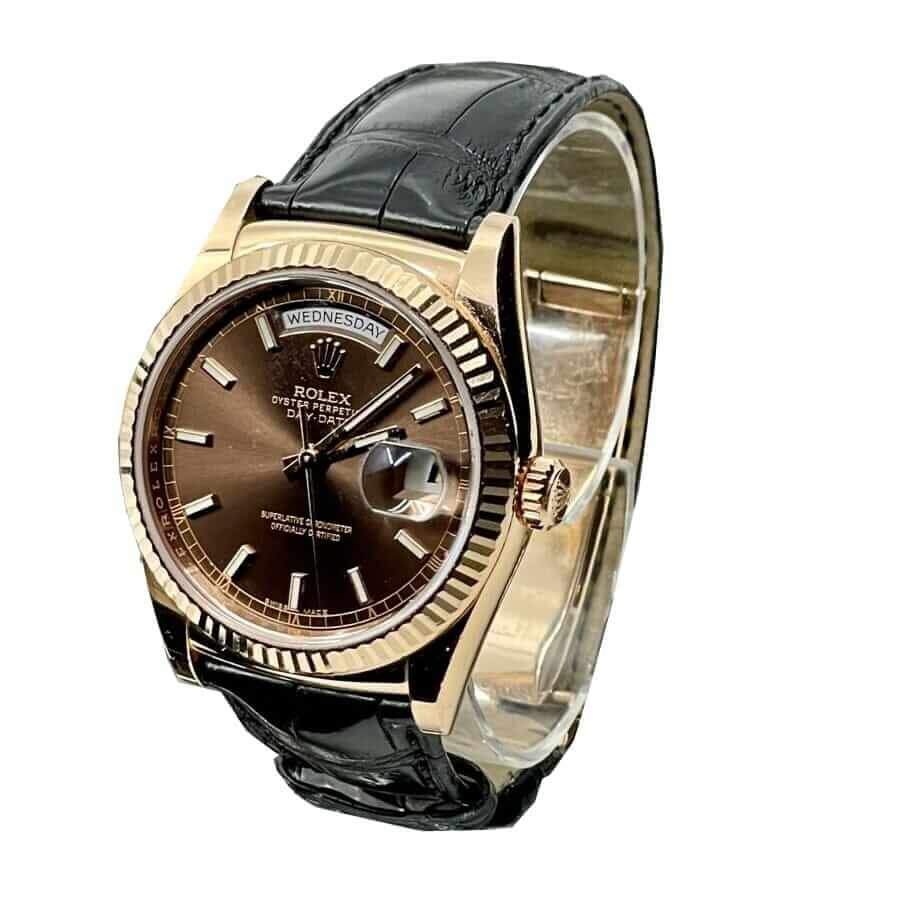 Alternative view of Rolex Day-Date 128238 ??Black Leather?? Super Accurate Clone