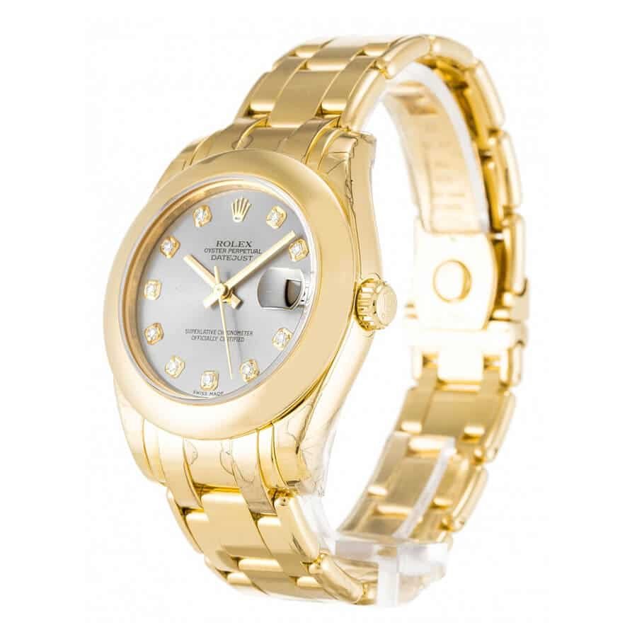 Alternative view of Rolex Pearl Master 81208 Gold & Diamond Dial Super Clone Premium Replica 1:1