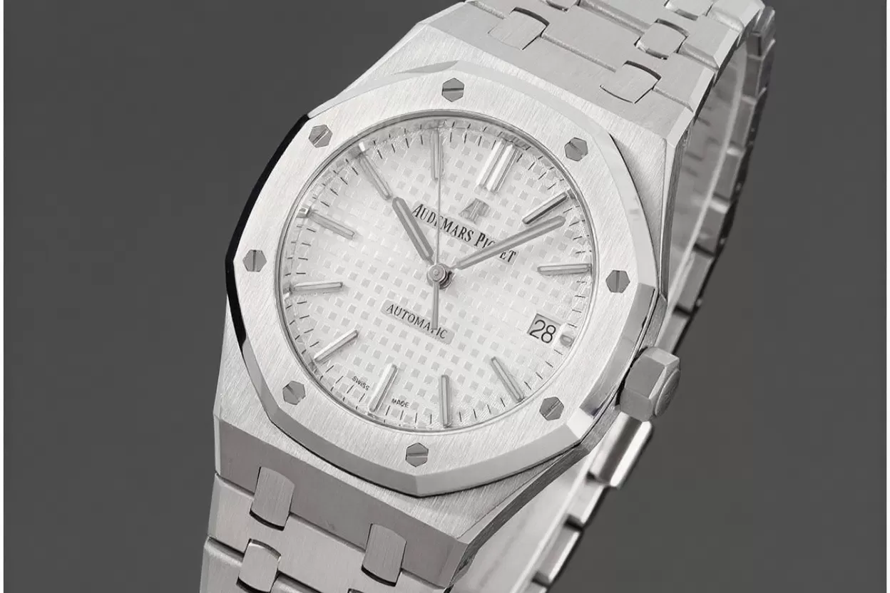 Royal Oak 15450 SS/SS White/Stk APSF SA3120 Super Clone