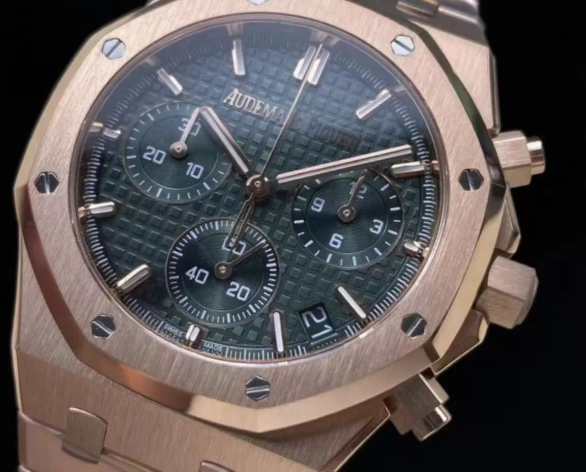 Alternative view of Royal Oak Chrono 26240OR 41mm RG/RG Green Dial APS SH4401 Super Clone