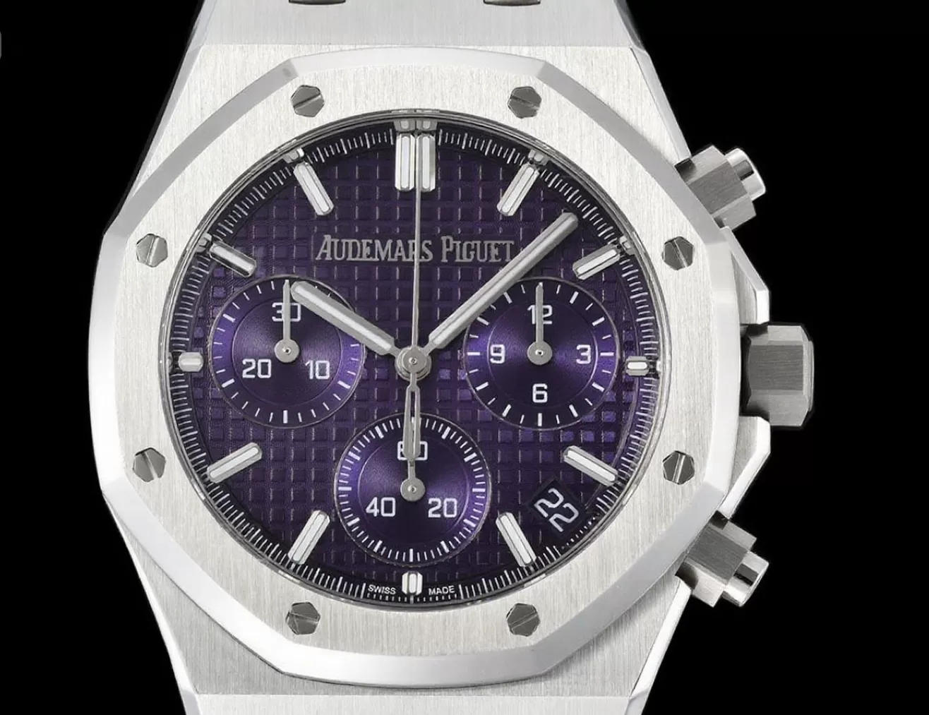Alternative view of Royal Oak Chrono 26240ST 41mm SS/SS Purple Dial APS SH4401 Super Clone