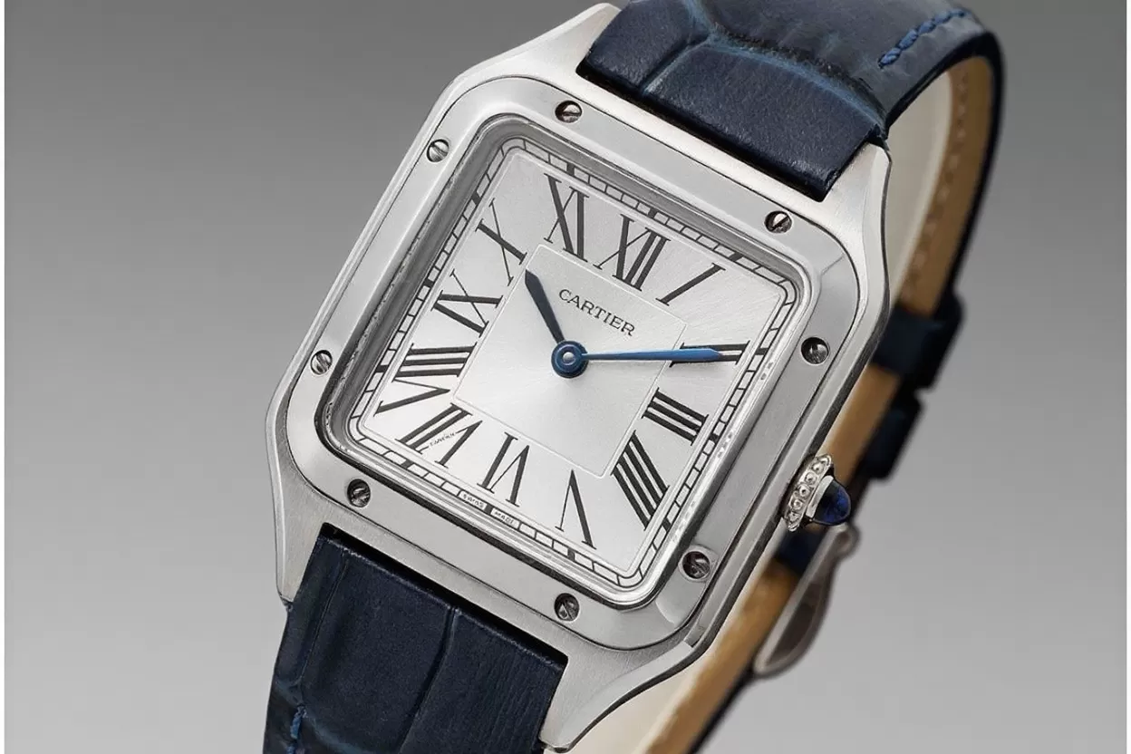 Santos Dumont Blue SS/LE Silver Dial AF Quartz
