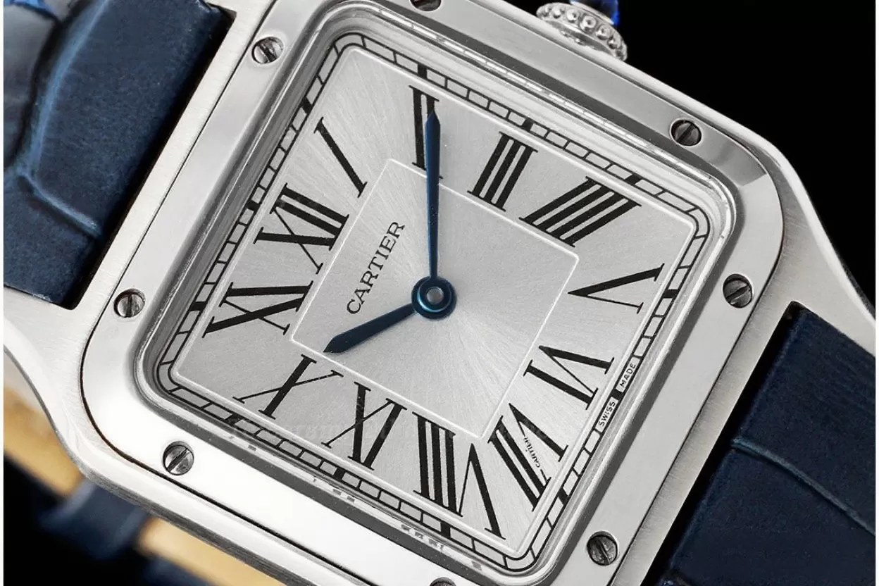 Alternative view of Santos Dumont Blue SS/LE Silver Dial AF Quartz
