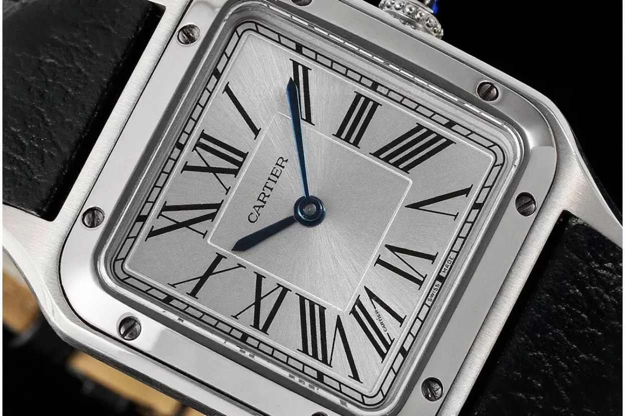 Alternative view of Santos Dumont Black SS/LE Silver Dial AF Quartz
