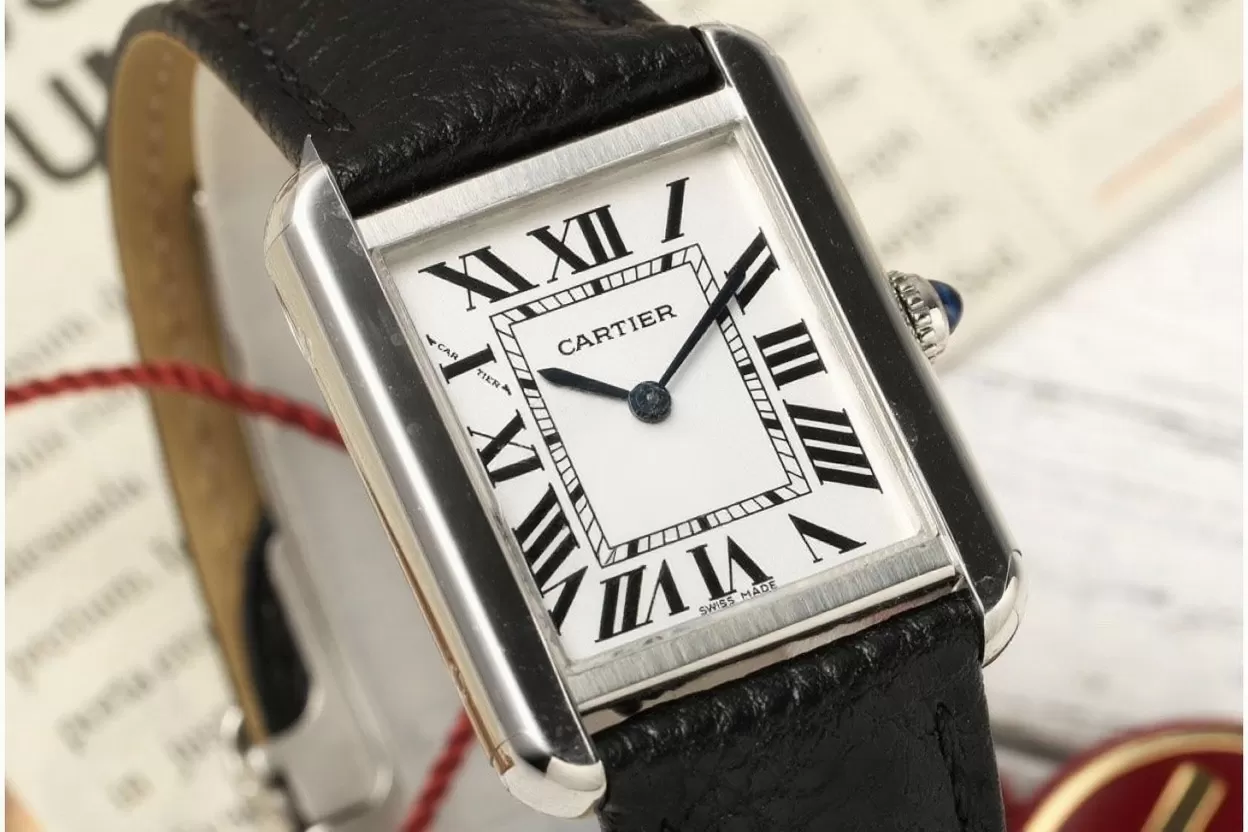 Cartier - Tank Solo 24.4mm White Dial on Lychee Grain Leather AF Quartz - Image 3