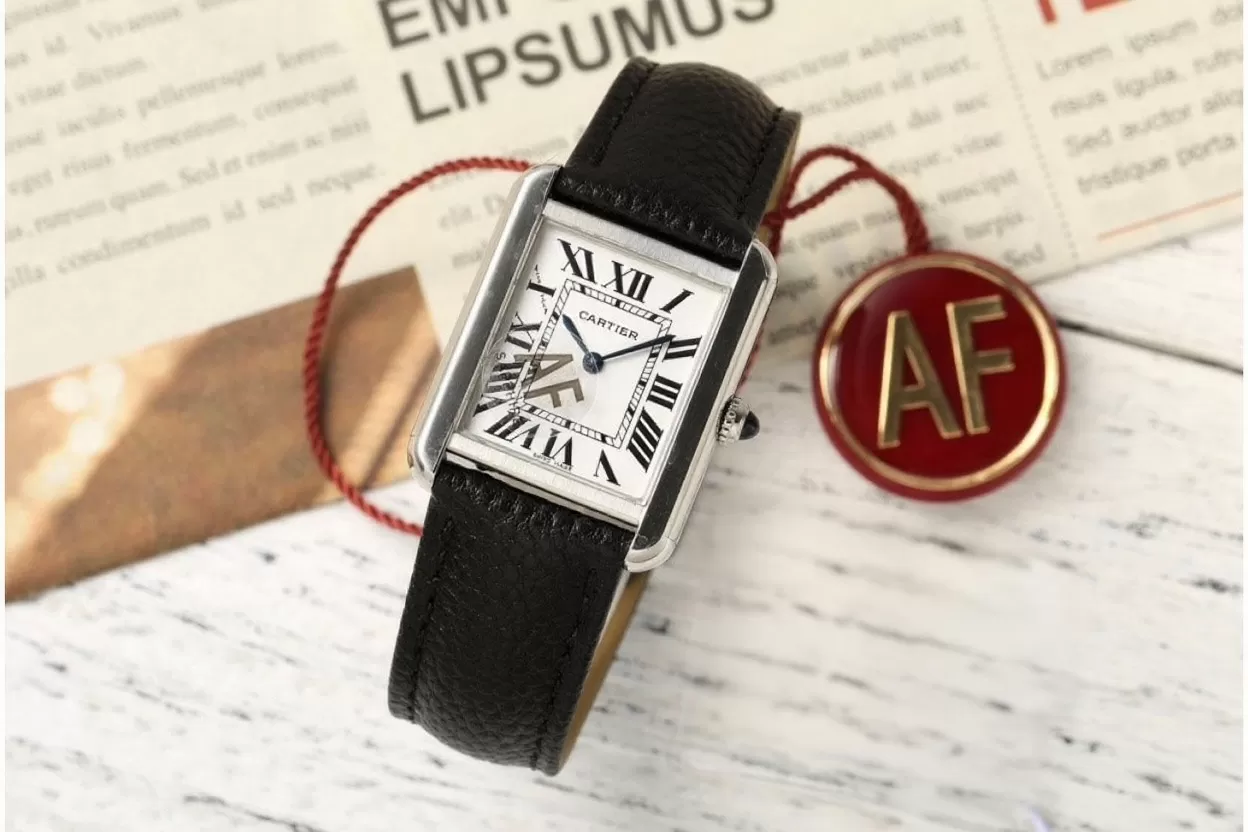 Alternative view of Cartier - Tank Solo 24.4mm White Dial on Lychee Grain Leather AF Quartz