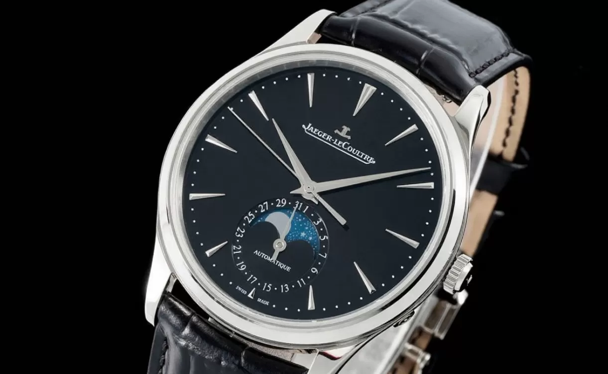 Master Ultra Thin Moonphase SS/LE Black/Stk APS A925 Super Clone