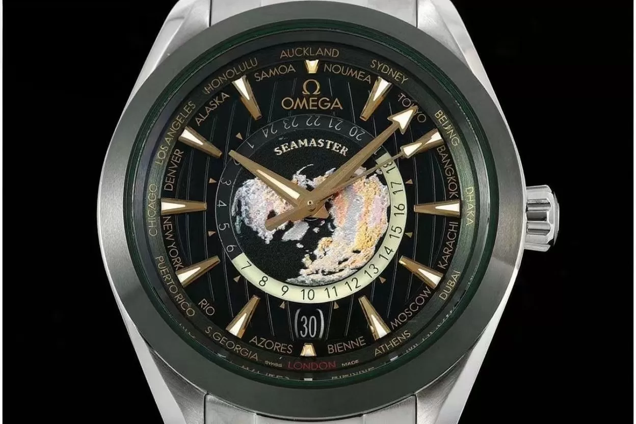 Aqua Terra 150M 43mm Worldtimer SS/SS Green Dial VSF A8938