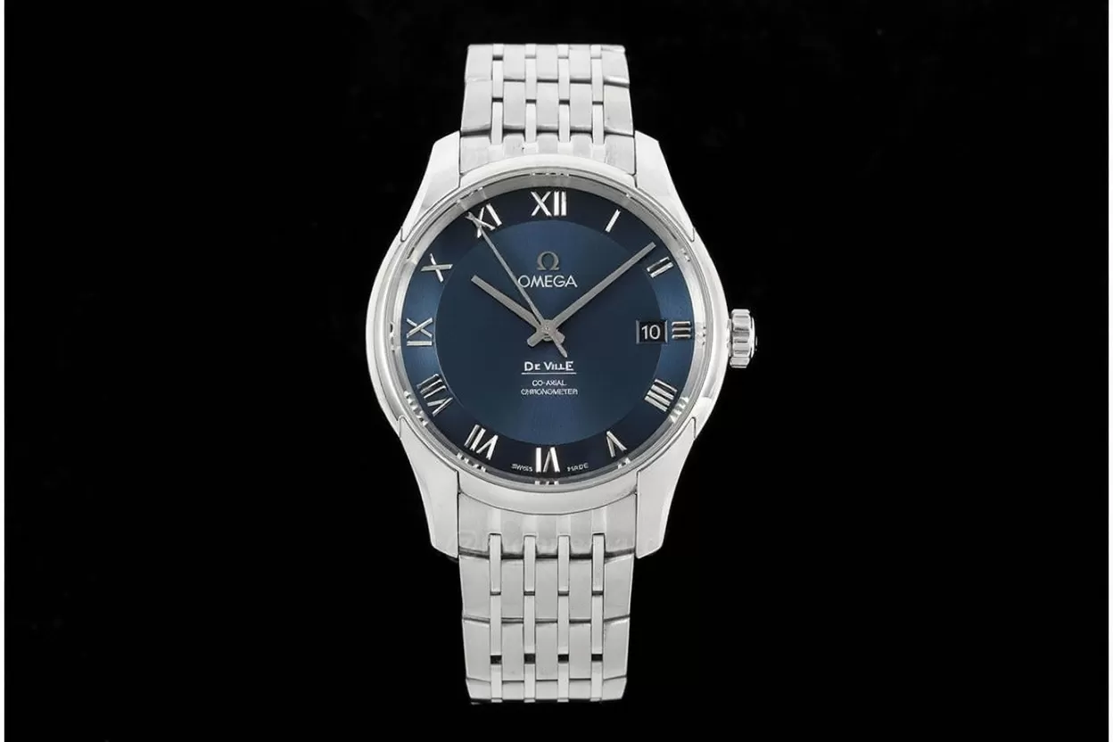 De Ville Mens Co-Axial 41mm SS/SS Blue/Roman VSF A8500