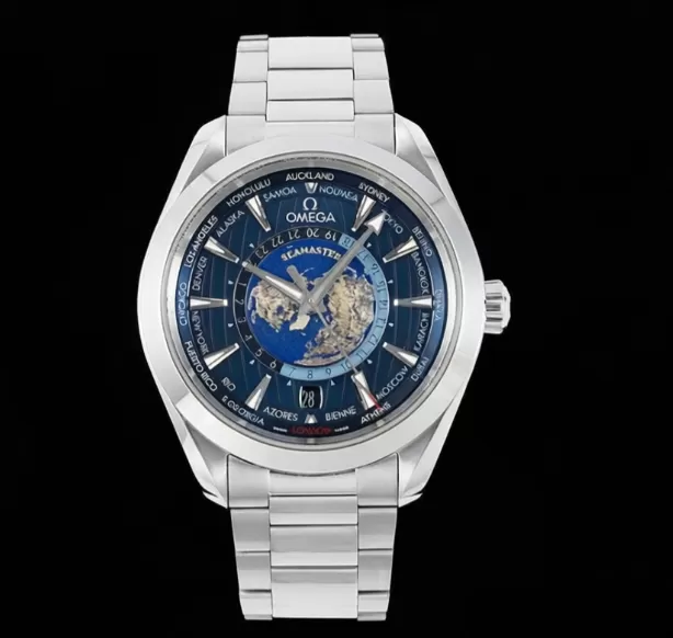 Alternative view of Aqua Terra 150M 43mm Worldtimer SS/SS Blue Dial VSF A8938