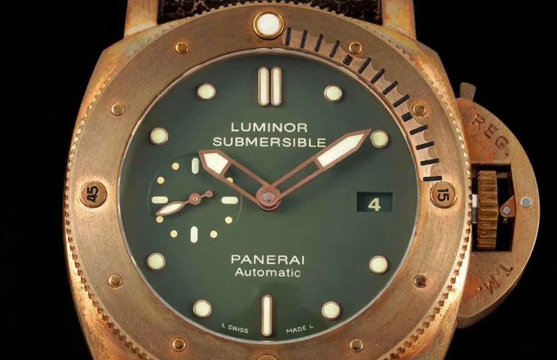 Alternative view of PAM382N Bronzo Submersible BR/LE Green VSF V2 Mod9000