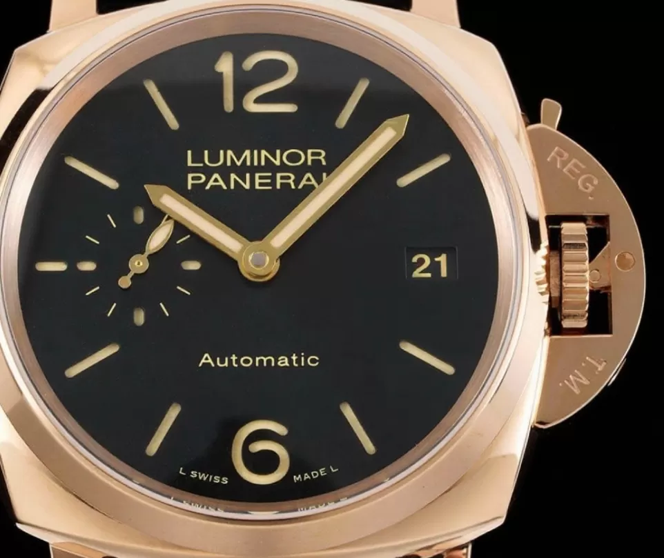 Alternative view of Luminor Due PAM908 38mm "FU" RG/LE Black/Num VSF Asia XXXIV