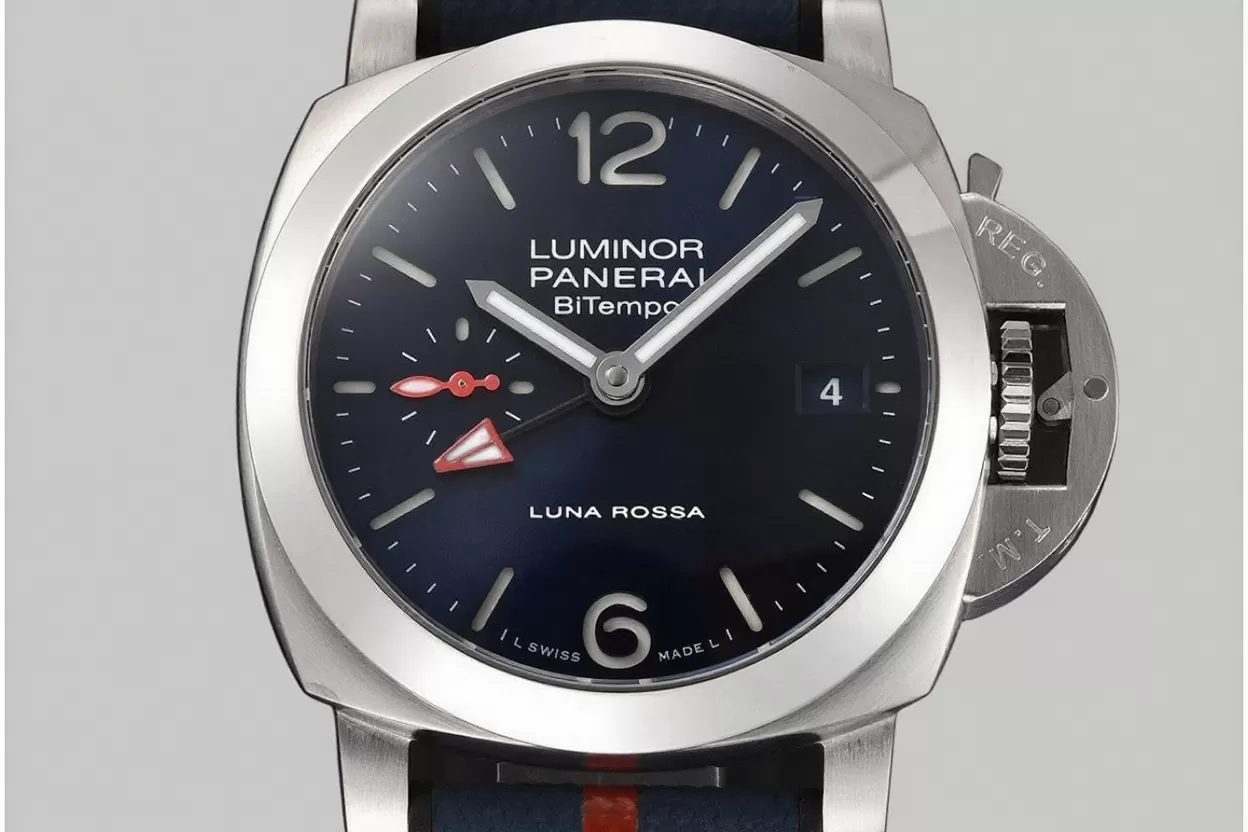 Alternative view of Luminor PAM1404 Bitempo GMT 40mm SS/NY Blue Dial VSF P900