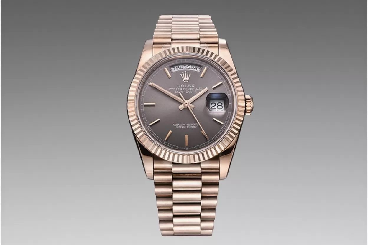 Rolex - DayDate 36mm Flt RG/RG Grey Stk BP Asia 2836