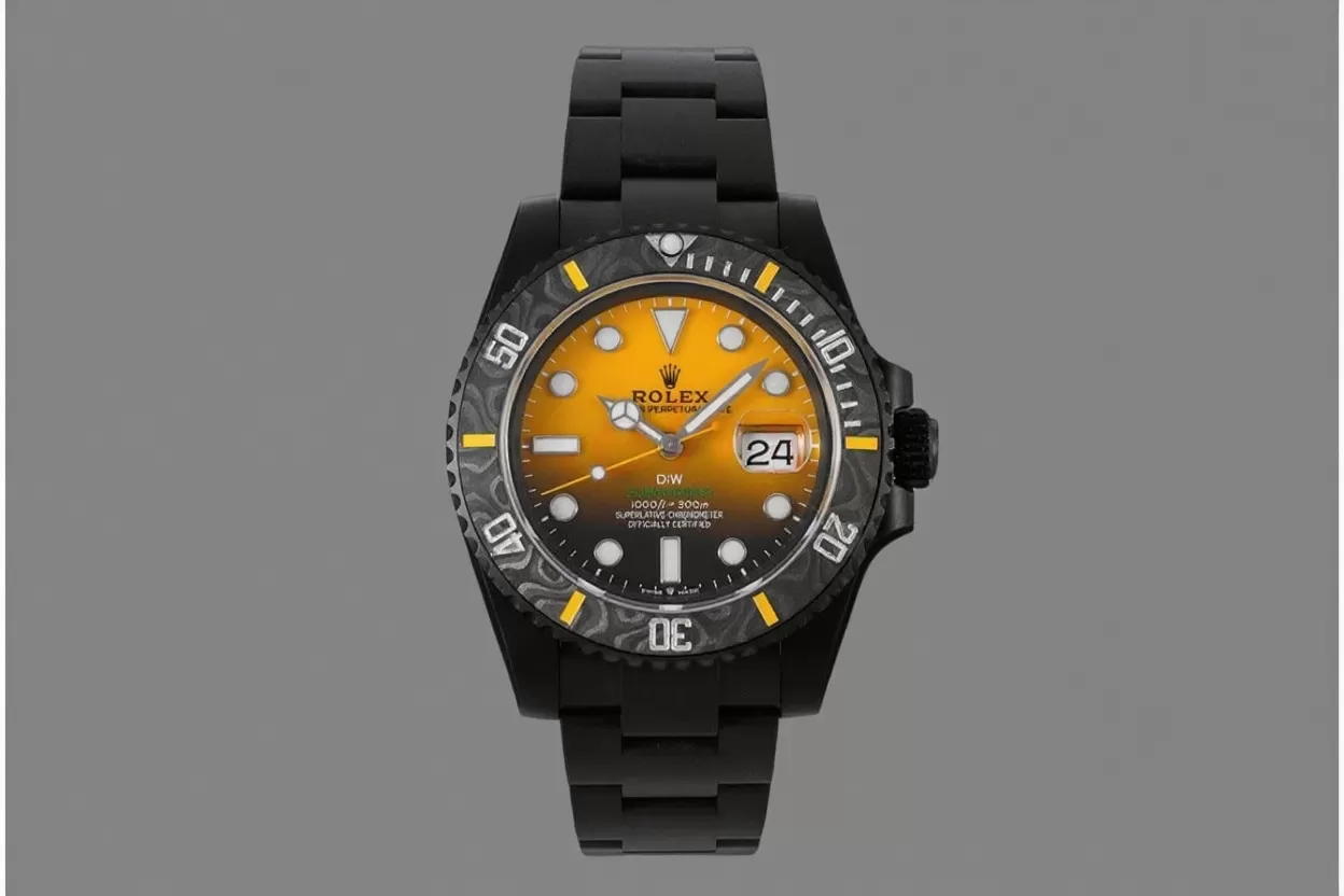 Alternative view of Submariner DIW 40mm 904L DLC/DLC Yel/Blk Dial VSF VS3135