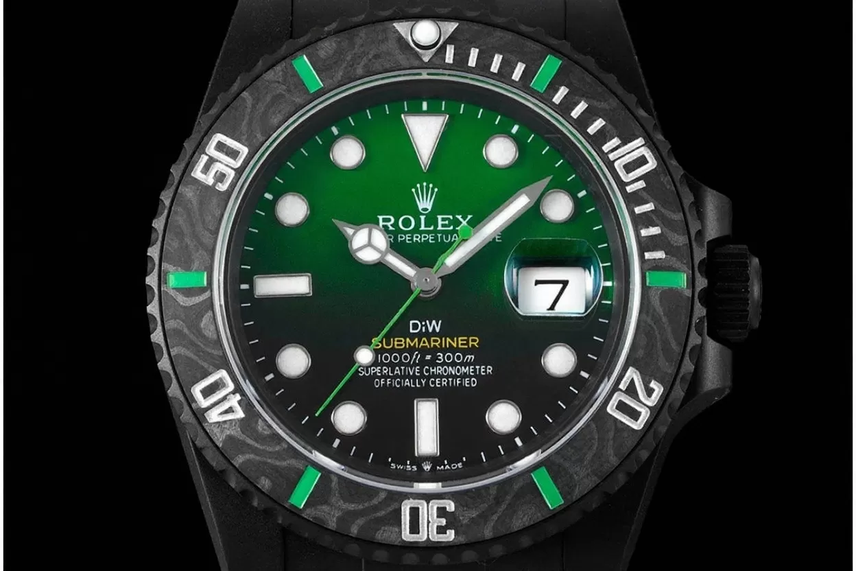 Alternative view of Submariner DIW 40mm 904L DLC/DLC Grn/Blk Dial VSF VS3135