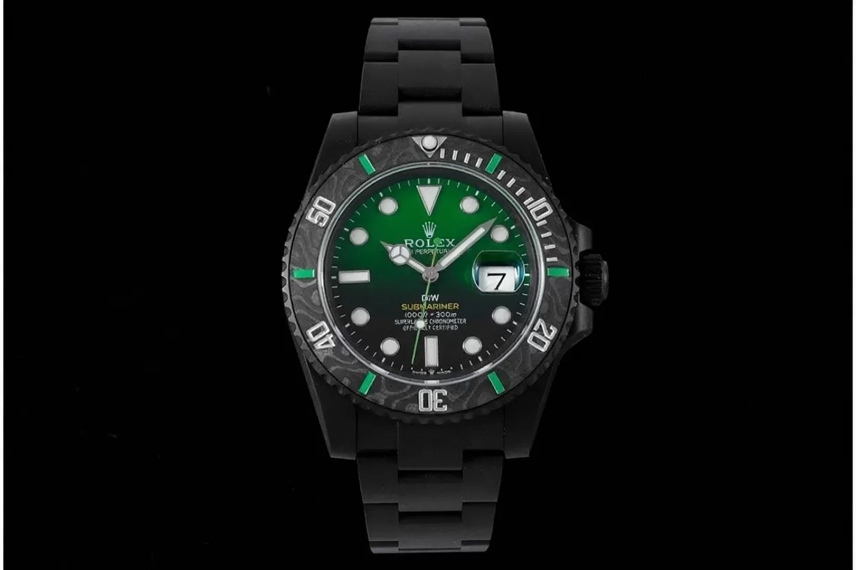 Submariner DIW 40mm 904L DLC/DLC Grn/Blk Dial VSF VS3135 - Image 3
