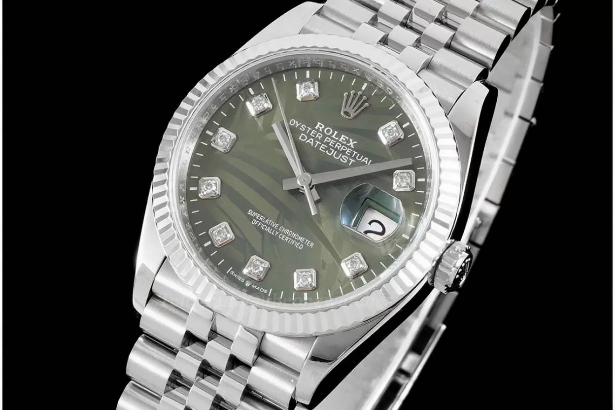 Datejust 126234 36mm Jub SS/SS Palm Motif Green/Dia VSF DD3235