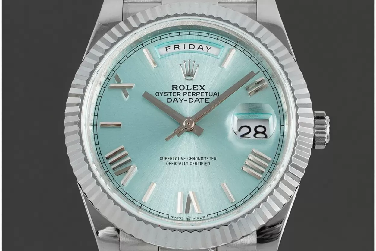 Alternative view of DayDate 228236 40mm SS/SS Ice Blue/Rmn JDF V4 VR3255 (Gain Weight)