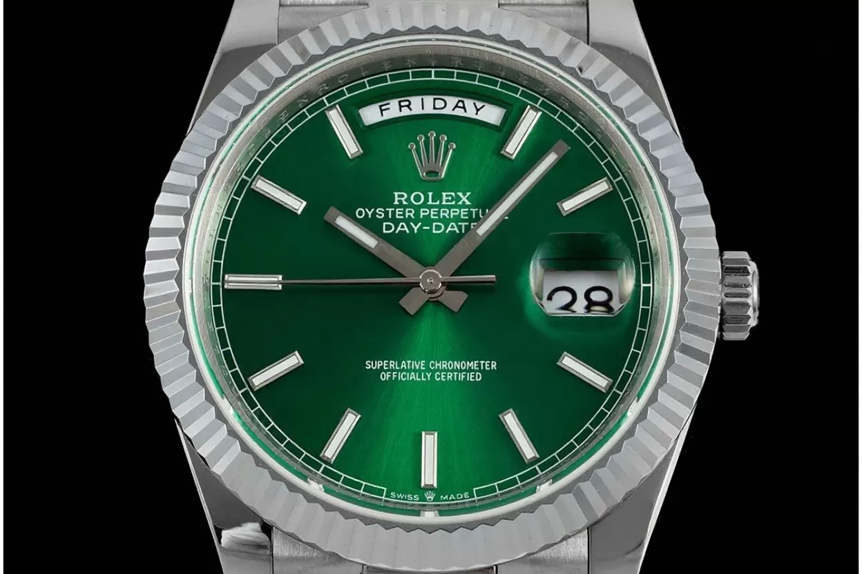 Alternative view of DayDate 228239 40mm SS/SS Light Green/Stk JDF V4 VR3255 (Gain Weight)