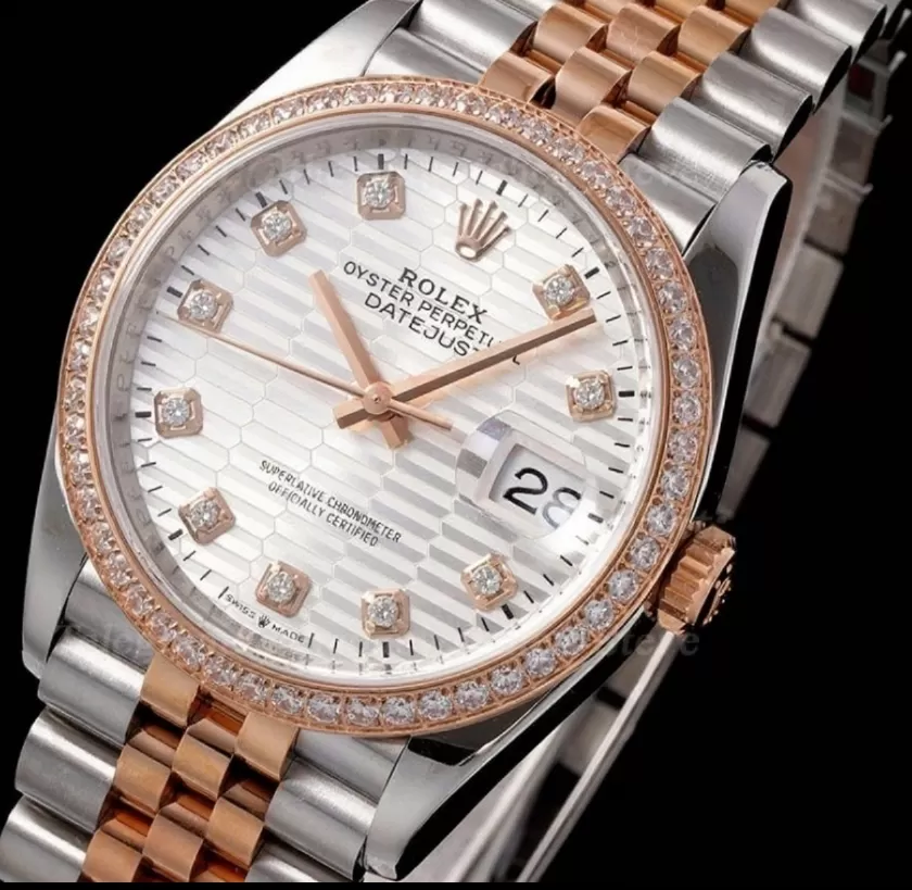 Datejust 126281 36mm Jub Dia RG/SS White Textured Dial VSF DD3235