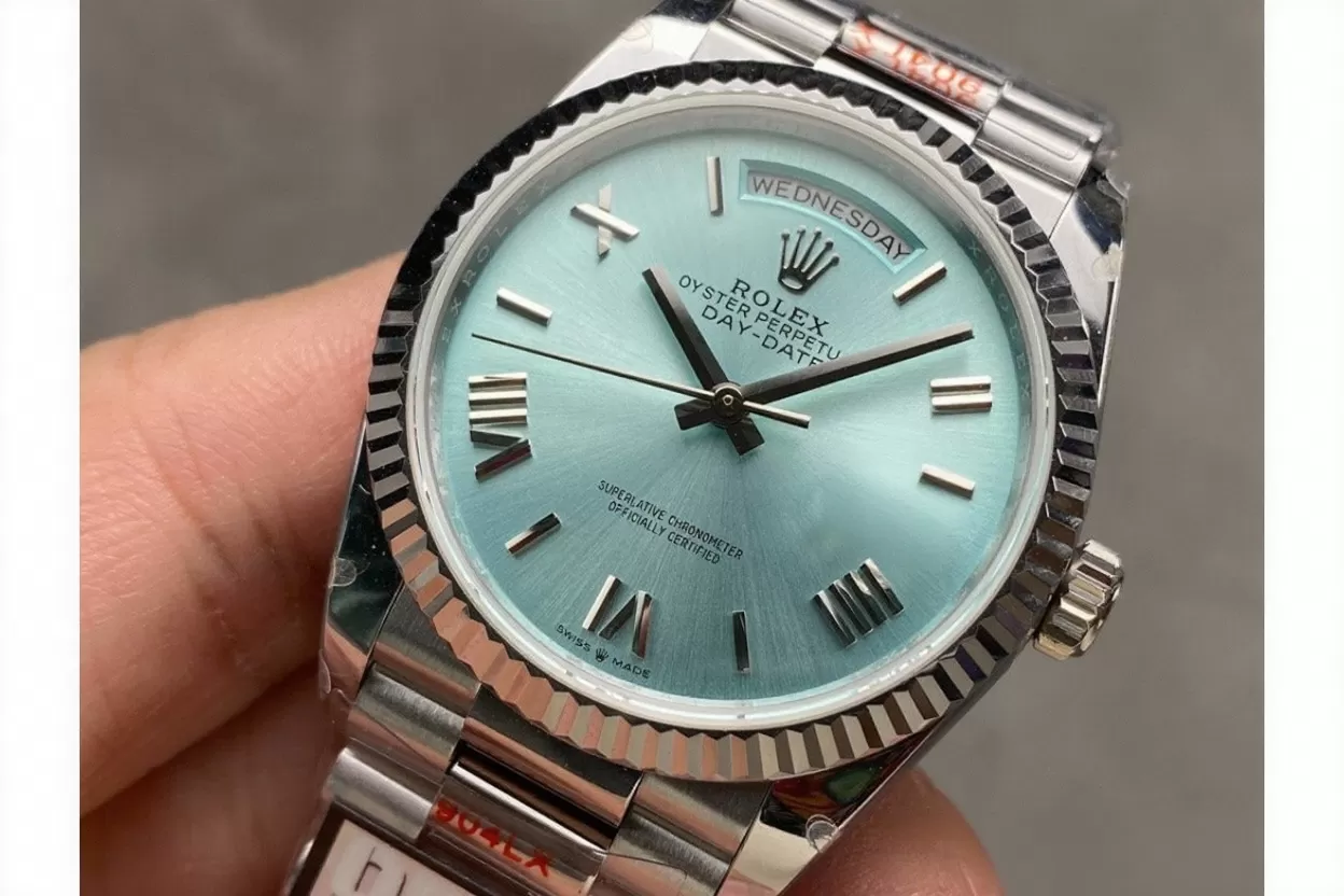 Alternative view of DayDate 128236 36mm SS/SS Ice Blue/Rmn QF V3 VR3255(Gain Weight)