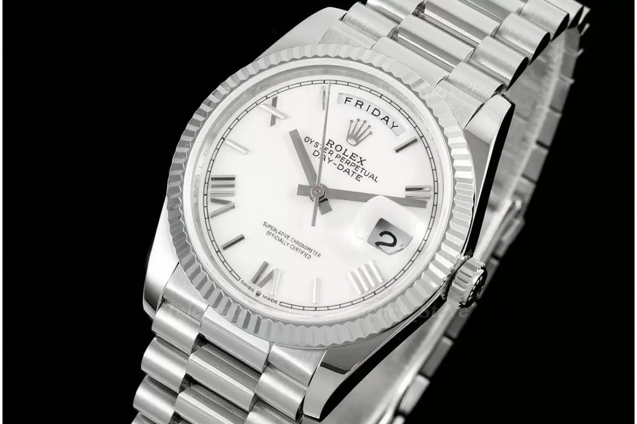 DayDate 128239 36mm SS/SS White/Rmn QF V3 VR3255(Gain Weight)