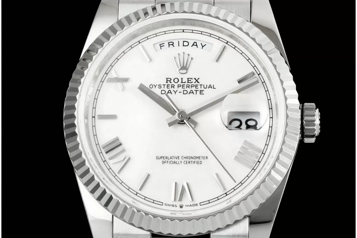 Alternative view of DayDate 128239 36mm SS/SS White/Rmn QF V3 VR3255(Gain Weight)