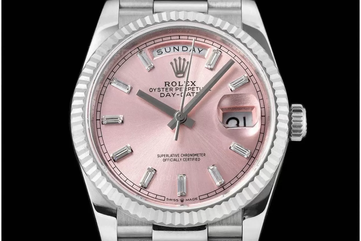 Alternative view of DayDate 128239 36mm SS/SS Pink/Dia QF V3 VR3255(Gain Weight)