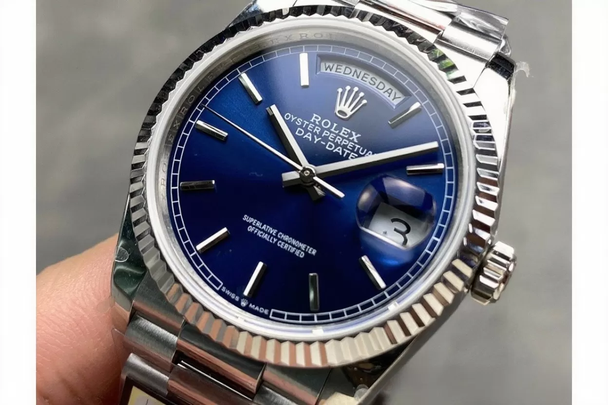 Alternative view of DayDate 128239 36mm SS/SS Blue/Stk QF V3 VR3255(Gain Weight)