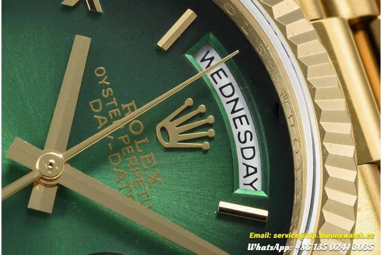 DayDate 128238 36mm YG/YG Green/Rmn QF V3 VR3255(Gain Weight) - Image 5