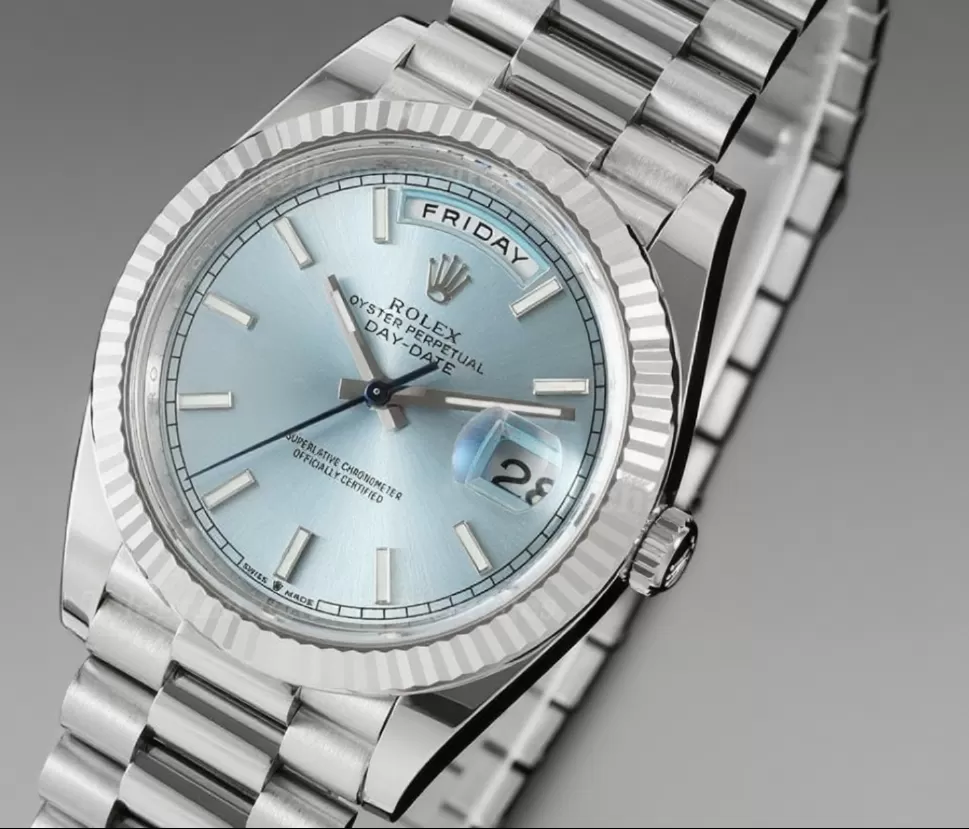 DayDate 228236 40mm SS/SS Ice Blue/Stk THBF V3 SH3255(Tungsten Heavy Version)