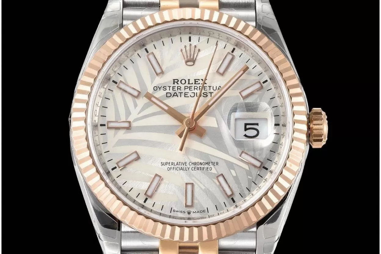 Alternative view of Datejust 126231 36mm Jub RG/SS Silver Palm Motif/Stk VSF DD3235