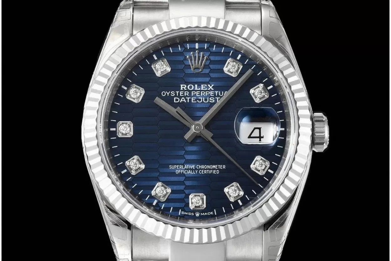Alternative view of Datejust 126234 36mm Oys SS/SS Blue Textured/Dia VSF DD3235