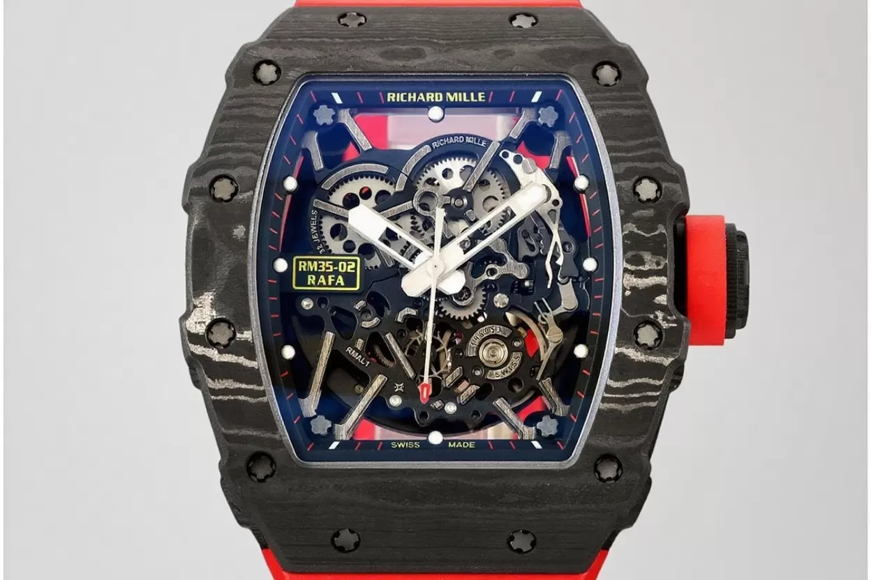 Alternative view of RM035-02 Red NTPT/RU Skeleton Dial ZF V6 RMAL1