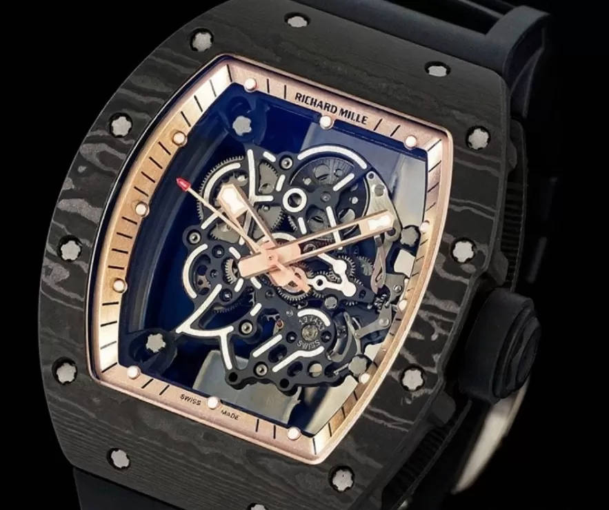 RM055 NTPT/RU Gold Rehaut on Black Rubber Strap ZF RMUL2 Super Clone