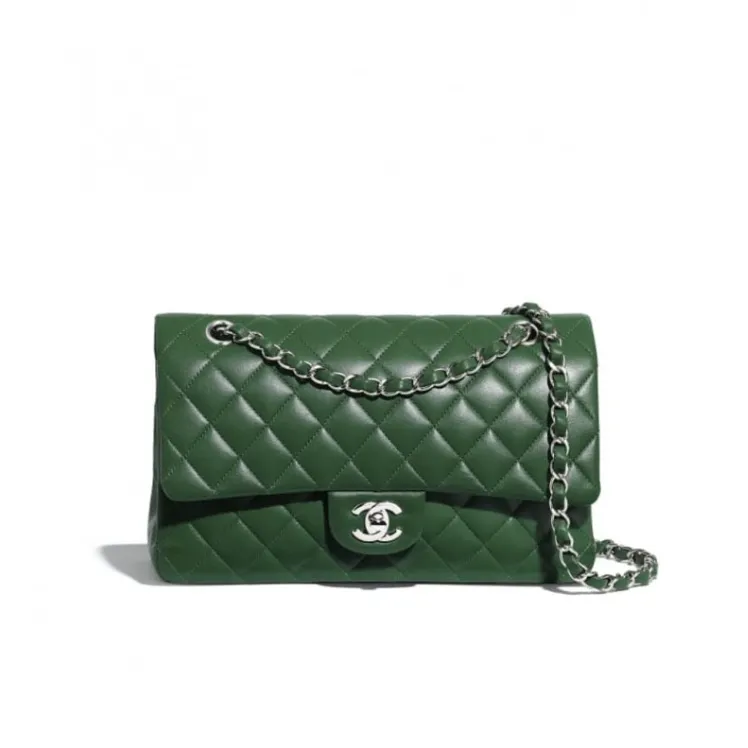 CHANEL Classic 11.12 Handbag Medium Lambskin Silver A01112