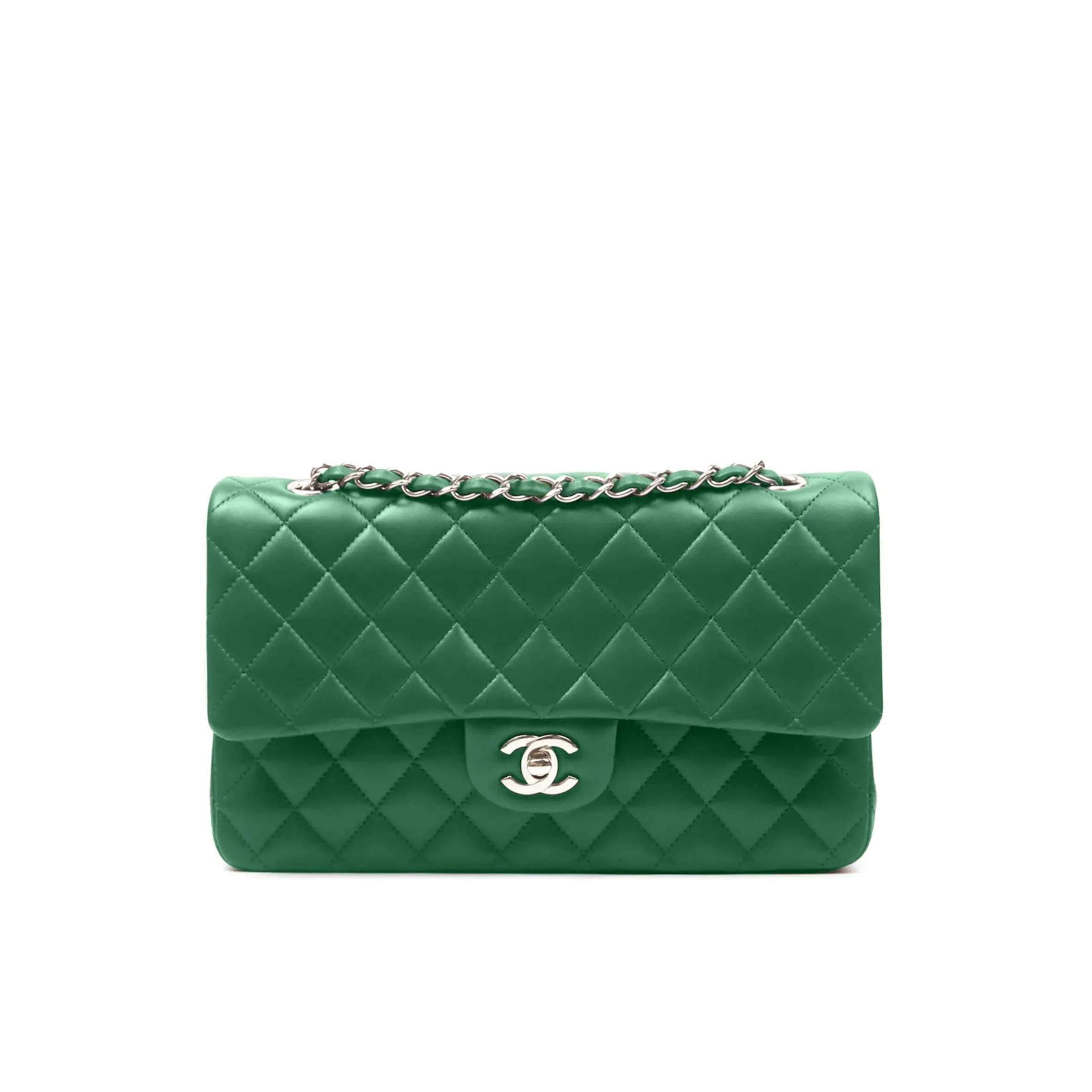 CHANEL Classic 11.12 Handbag Medium Lambskin Silver A01112