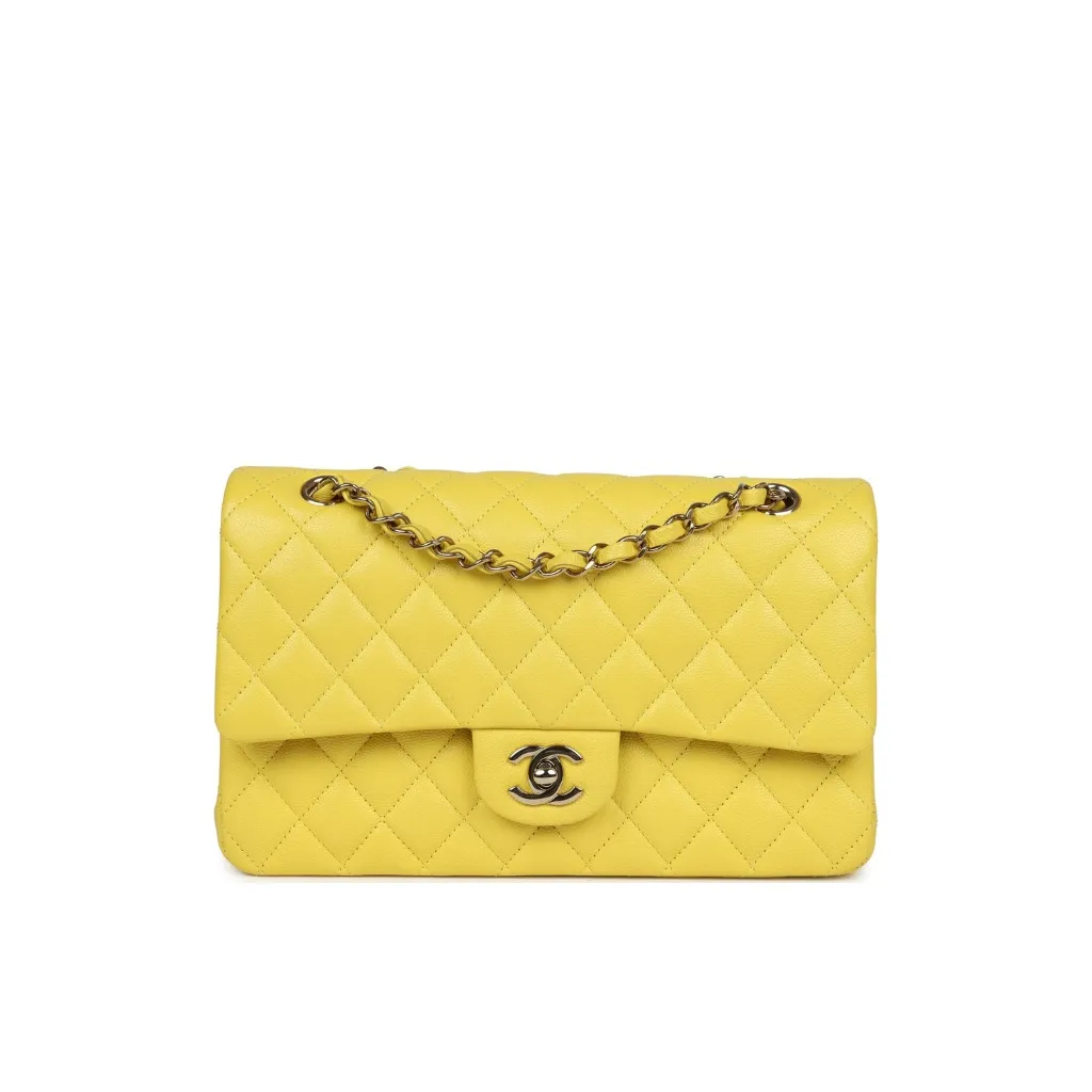 CHANEL Classic Flap Handbag Medium Caviar Light Gold A01112