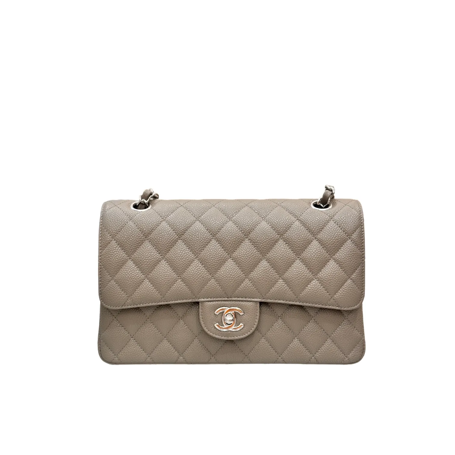 CHANEL Classic Flap Handbag Medium Caviar Gold A01112