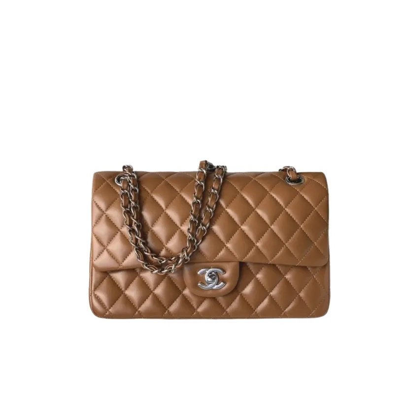 CHANEL Classic 11.12 Handbag Medium Lambskin Silver A01112