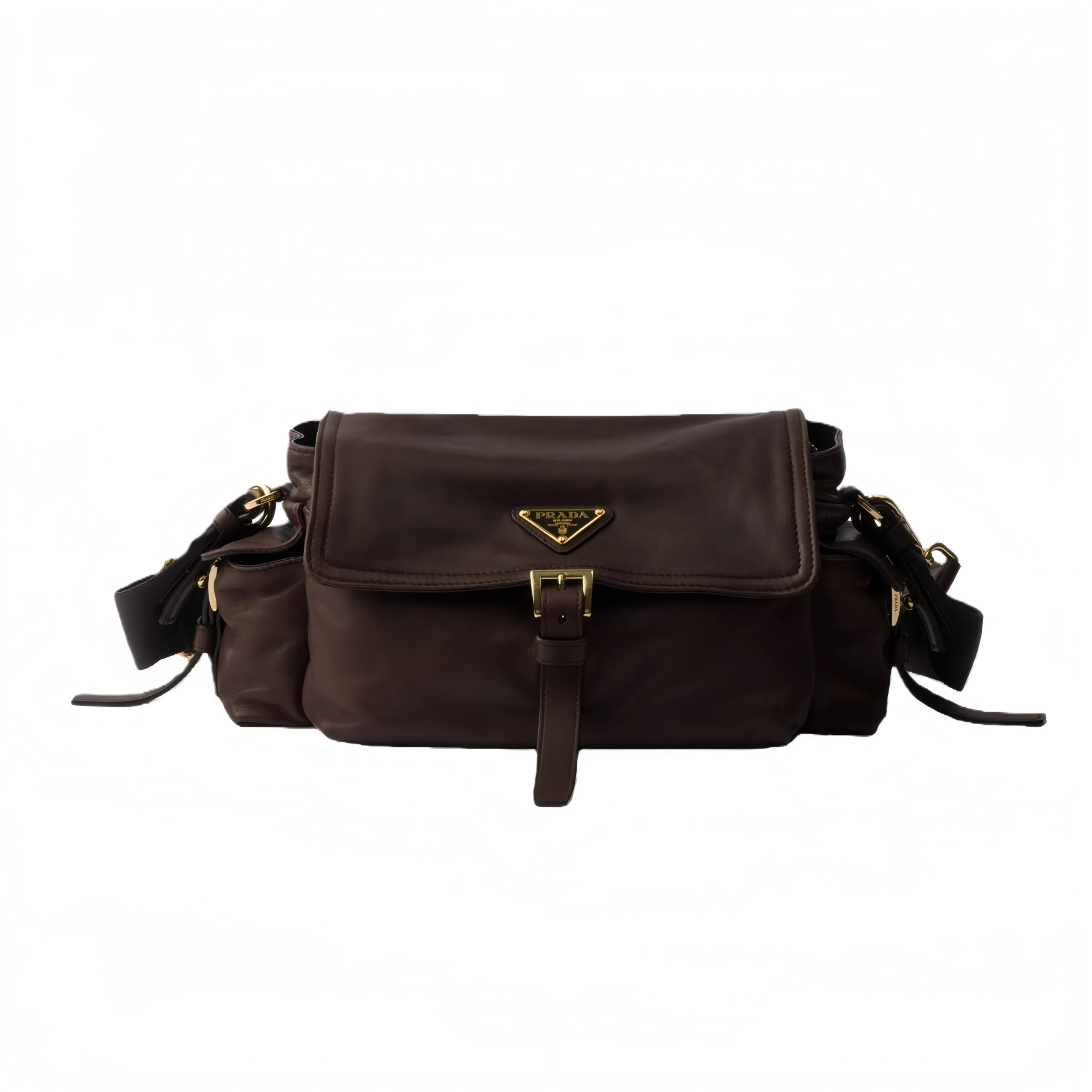 Prada Explore medium nappa leather shoulder bag with flap 1BD394