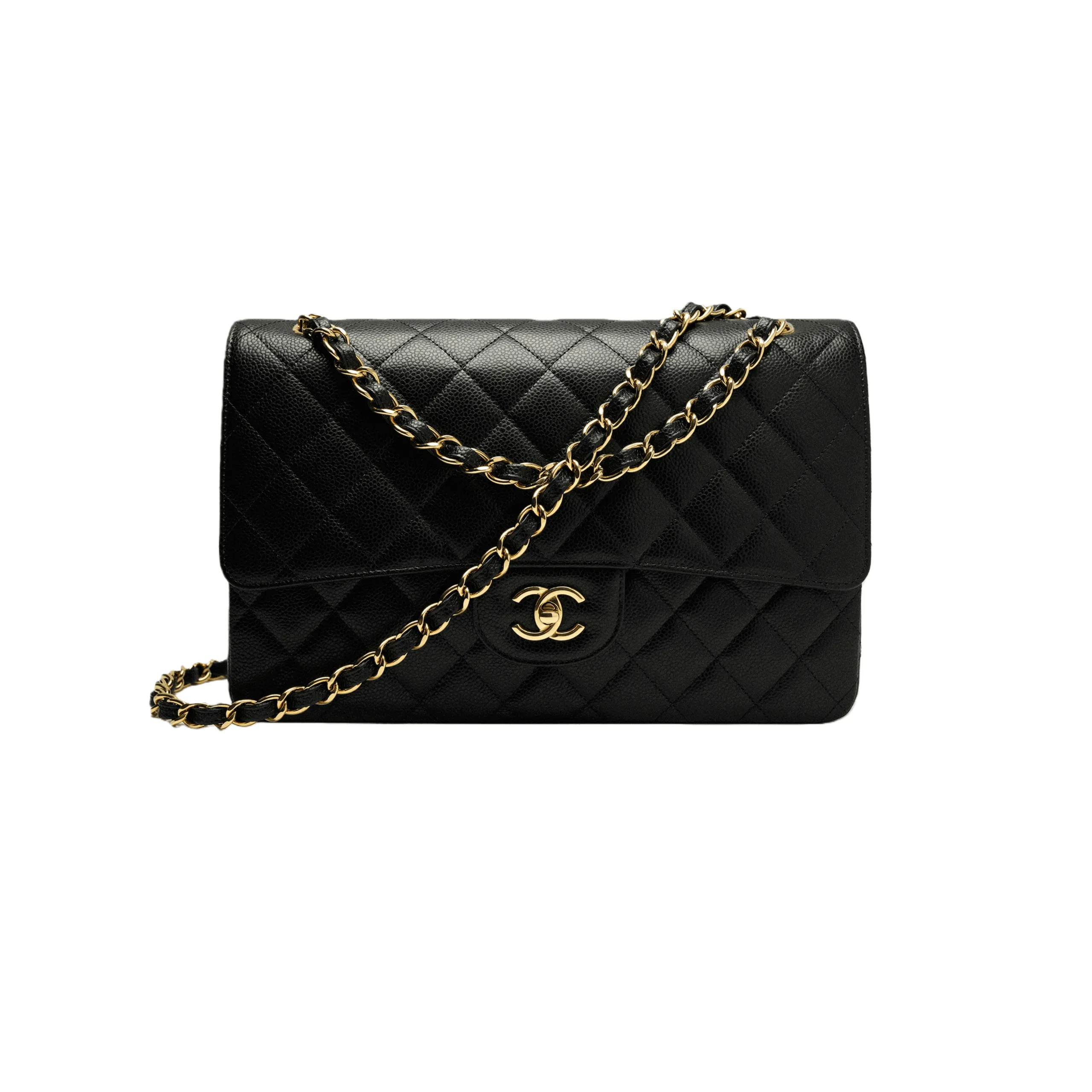 CHANEL Large Classic  Flap Handbag Caviar Gold A58600