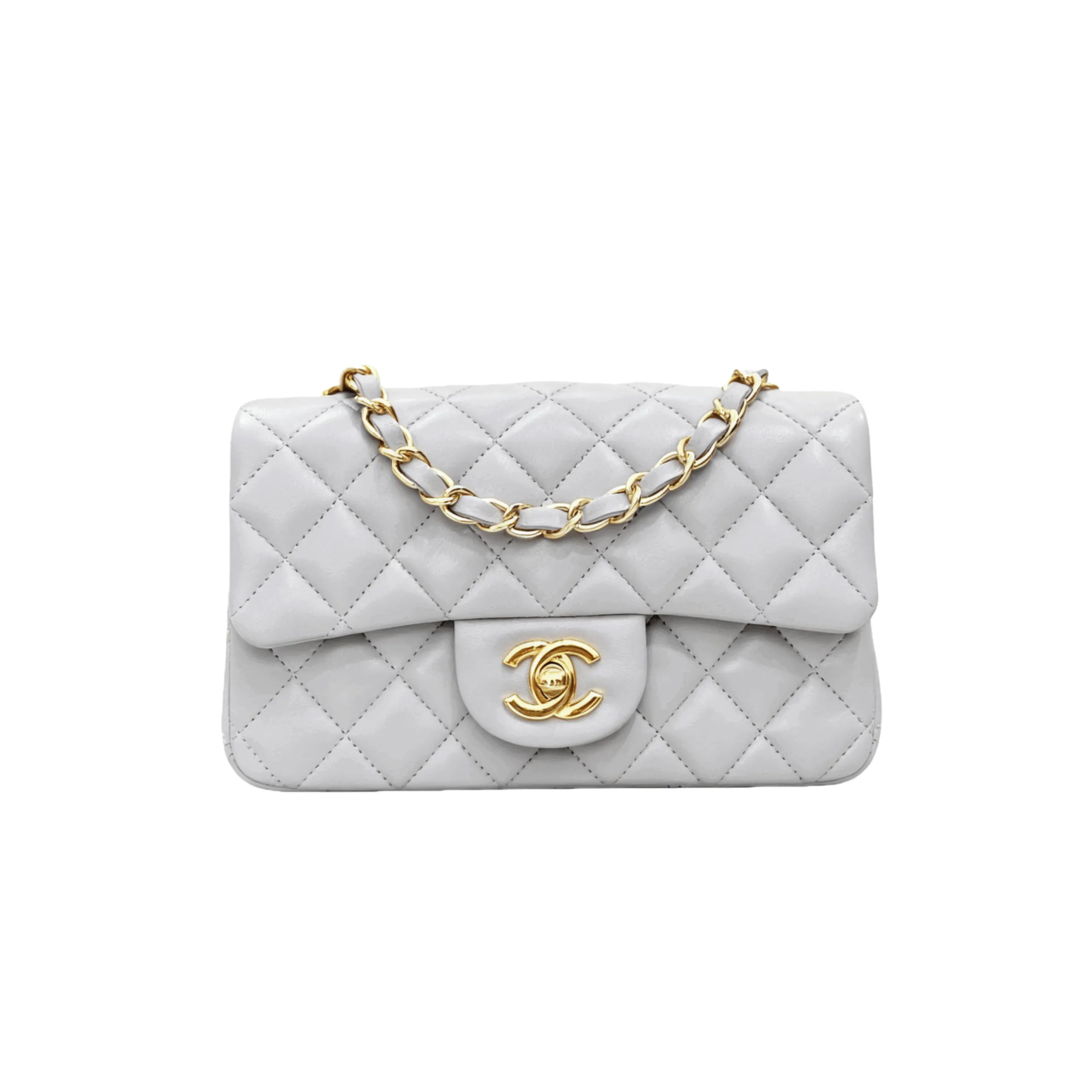 CHANEL Mini Flap Bag Lambskin Silver A69900
