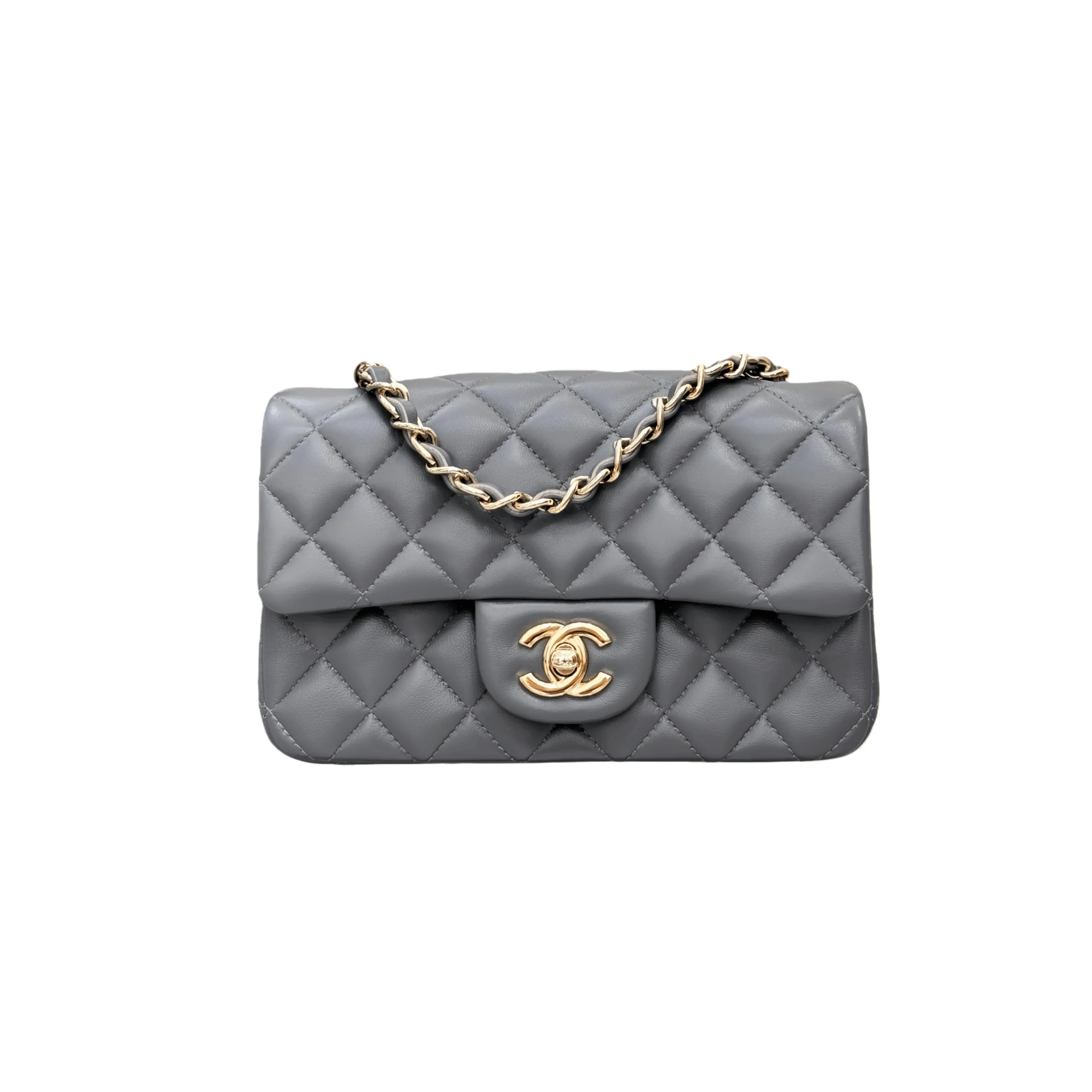 CHANEL Mini Flap Bag Lambskin Light Gold A69900