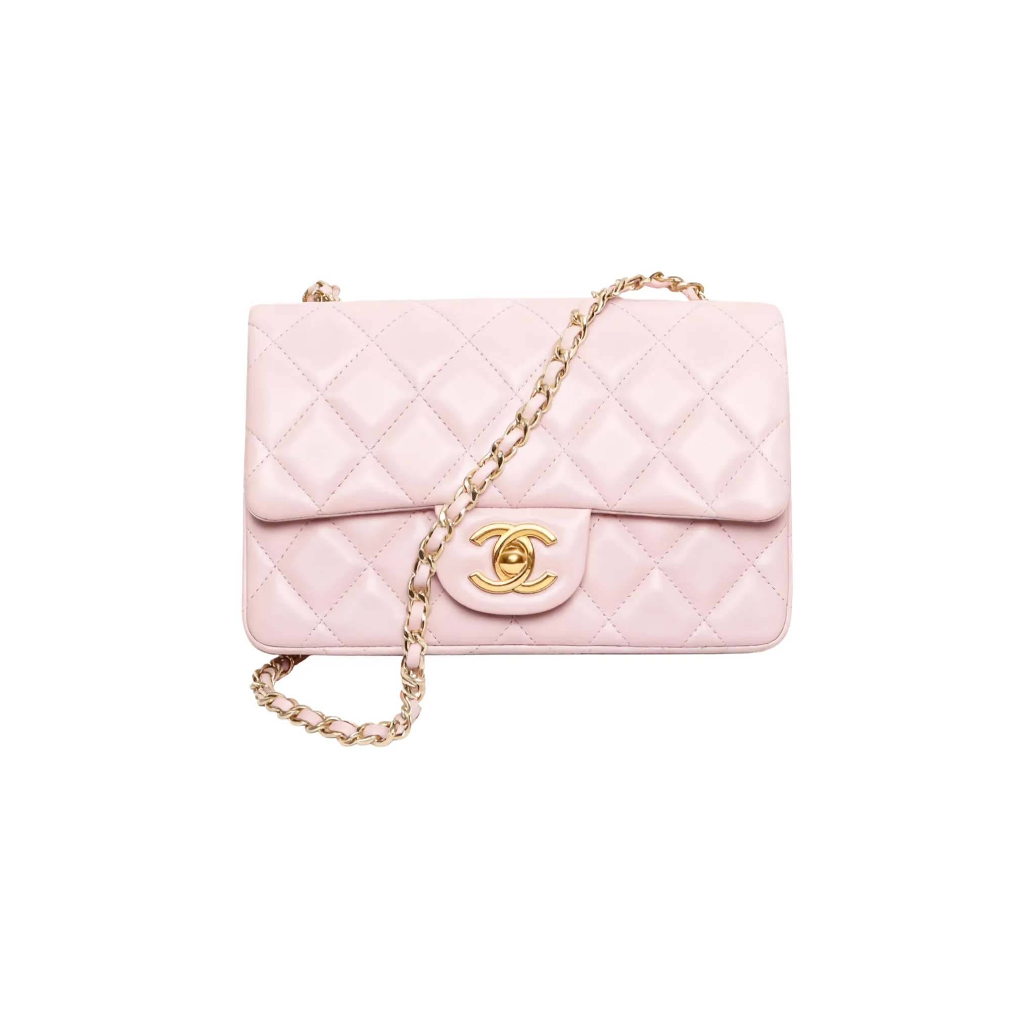 CHANEL Mini Flap Bag Lambskin Silver AS5219