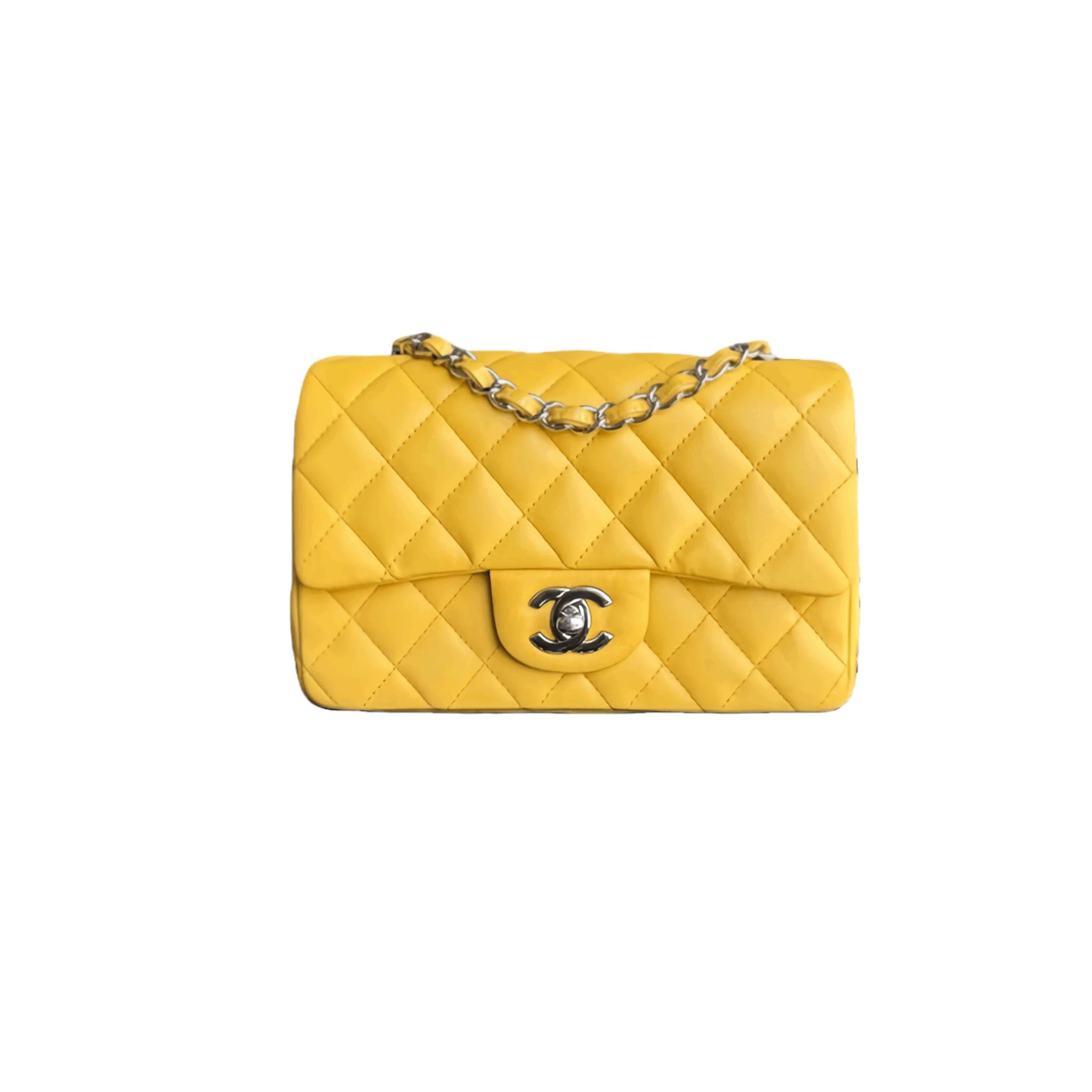 CHANEL Mini Flap Bag Lambskin Silver A69900