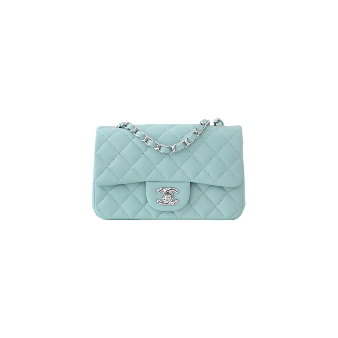 CHANEL Mini Flap Bag Lambskin Silver A69900