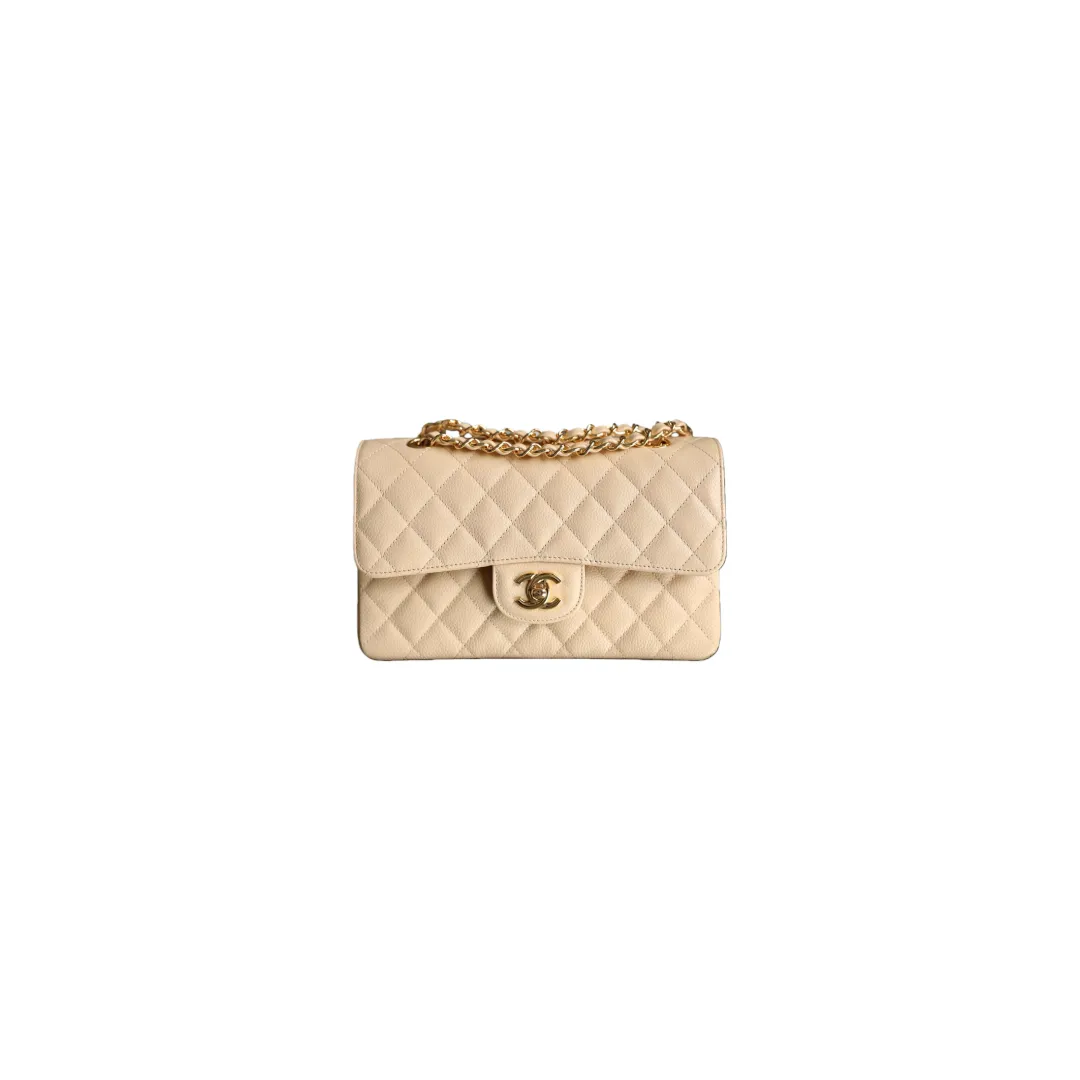 CHANEL Small Classic Flap Handbag Caviar Gold A01113
